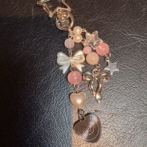 Charming Silver and Pink Bag Charm
